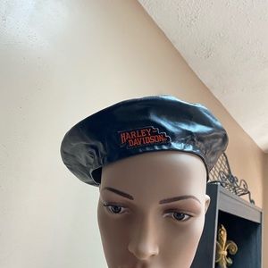 Black Soft Leather Beret With H-D patch